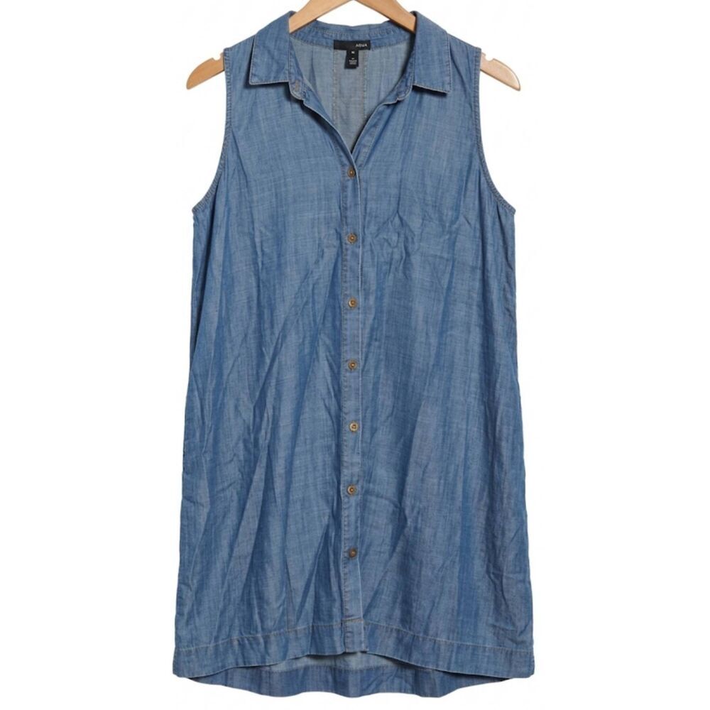 Aqua womens large shift dress capsule denim pockets blue lightweight jeans